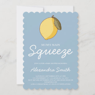 Main Squeeze Blue Yellow Lemon Baby Shower Invitation