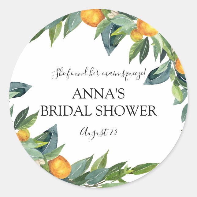 Main Squeeze Bridal Shower Favor Label (Front)
