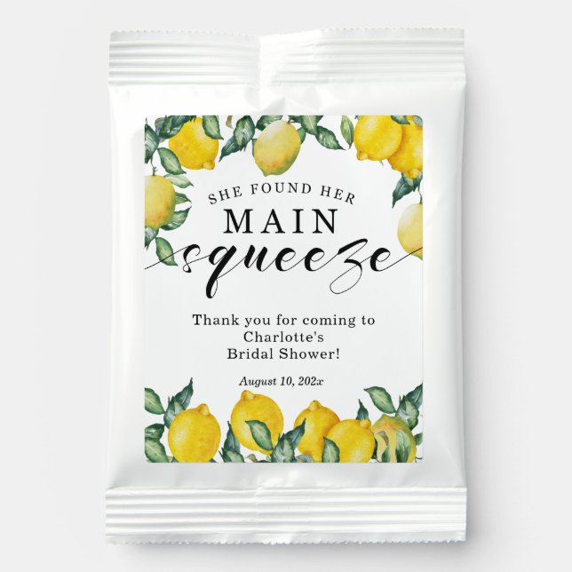 Main squeeze Bridal Shower Favors Lemonade Drink Mix (Front)