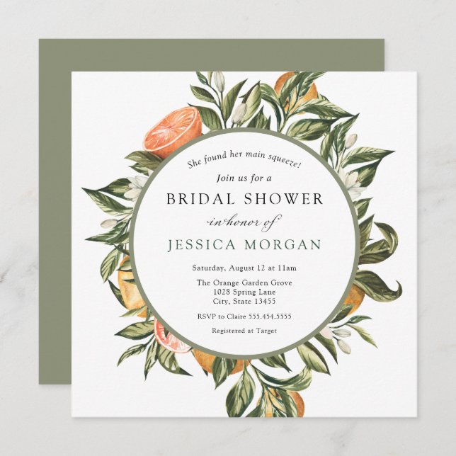 Main Squeeze Bridal Shower Invitation (Front/Back)