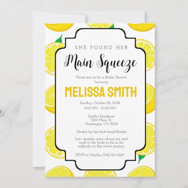 Main Squeeze Bridal Shower Invitation Template (Front)