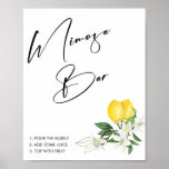Main Squeeze Bridal Shower Mimosa Bar Sign<br><div class="desc">She found her Main Squeeze! This elegant collection of Bridal Shower stationary features a watercolor lemon and white floral design. It is accented by a modern script. Modern lemons and whimsical yellow are sure to wow the bride!</div>