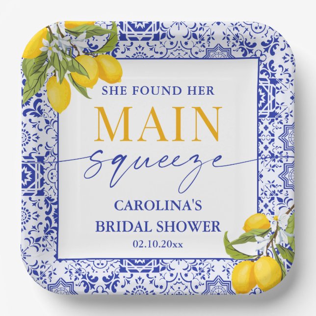 Main Squeeze Bridal Shower Paper Plates (Front)