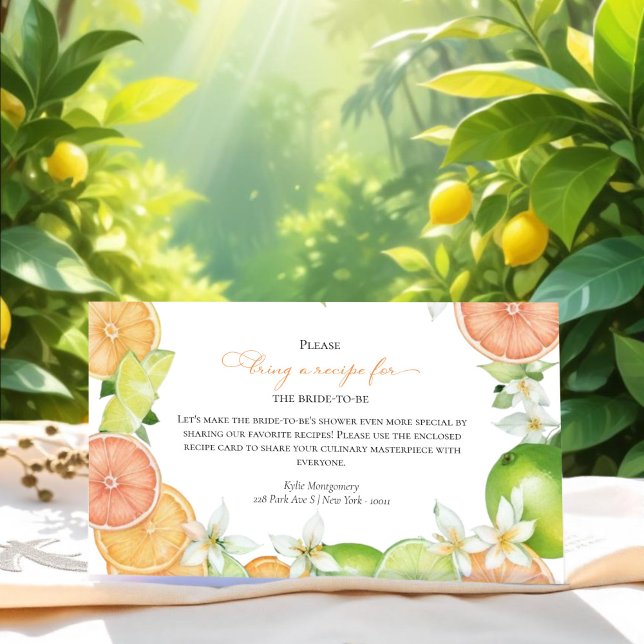 Main Squeeze | Bridal Shower Recipe Request Card (Creator Uploaded)