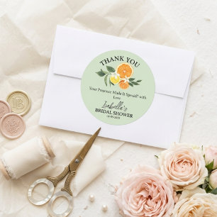 Main Squeeze Bridal Shower Sagegreen Thank You Classic Round Sticker