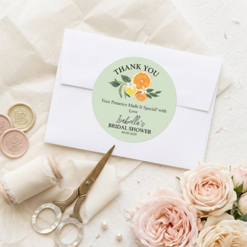 Main Squeeze Bridal Shower Sagegreen Thank You Classic Round Sticker