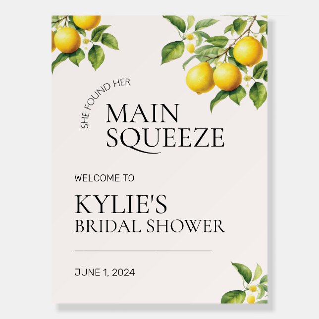 Main Squeeze Bridal Shower Welcome Sign (Front)