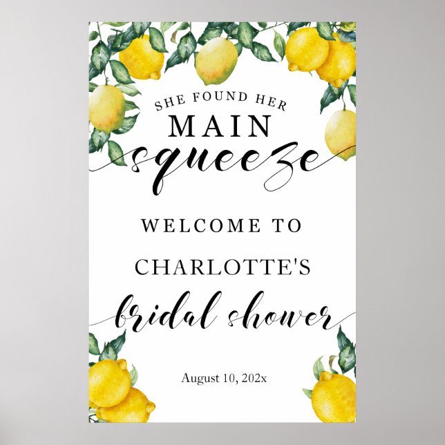 Main squeeze Bridal Shower welcome sign summer (Front)