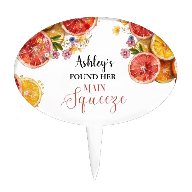 Main Squeeze Citrus Bridal Shower  Cake Topper (Front)