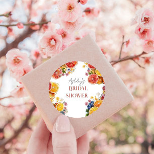 Main Squeeze Citrus Bridal Shower Classic Round Sticker