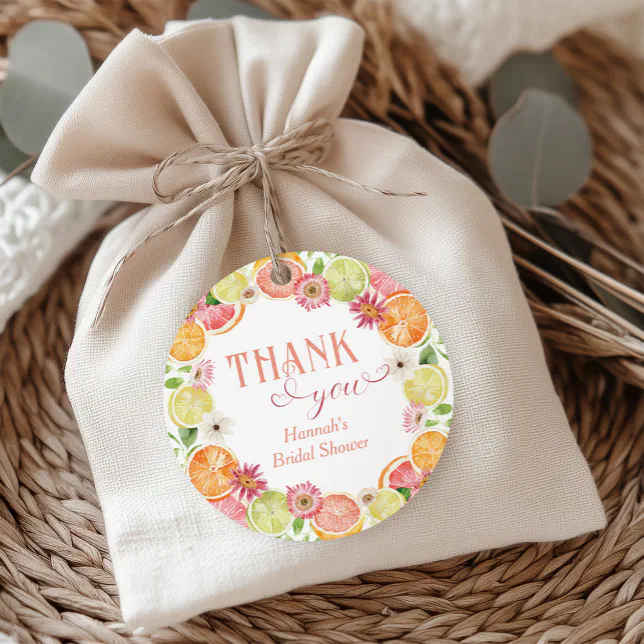 Main Squeeze Citrus Bridal Shower Favor Tags | Zazzle
