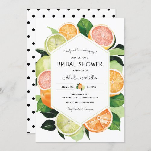 Main Squeeze Citrus Bridal Shower Invitation