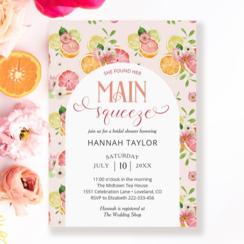 Main Squeeze Citrus Bridal Shower Invitation