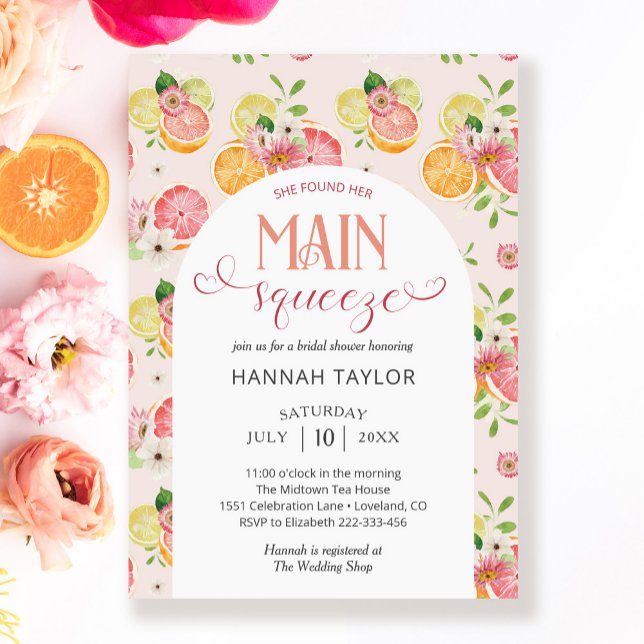 Main Squeeze Citrus Bridal Shower Invitation (Creator Uploaded)