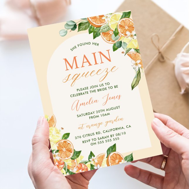 Main Squeeze Citrus Bridal Shower Invitation (Creator Uploaded)