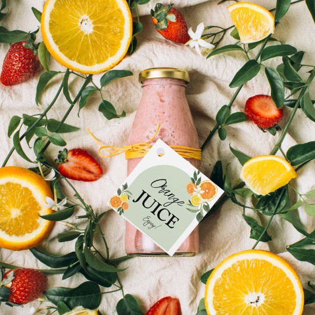 Main Squeeze Citrus Bridal Shower Label Juice (Citrus Wedding Invitation Ideas, Lemon Themed Bridal Shower juice label tag decor )