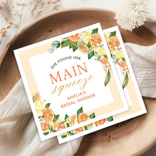Main Squeeze Citrus Bridal Shower Napkins (Creator Uploaded)