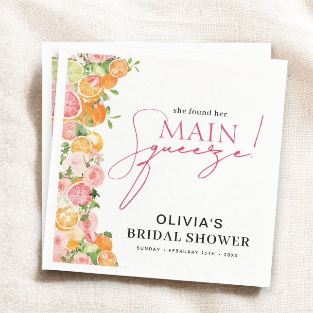 Main Squeeze Citrus Bridal Shower Napkins (Creator Uploaded)