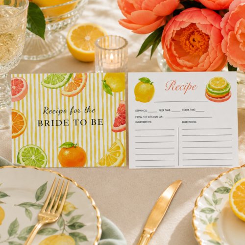 Main Squeeze Citrus Bridal Shower Recipe Enclosure Card