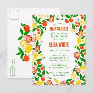 MAIN SQUEEZE Citrus CUSTOM Summer BRIDAL SHOWER Invitation Postcard