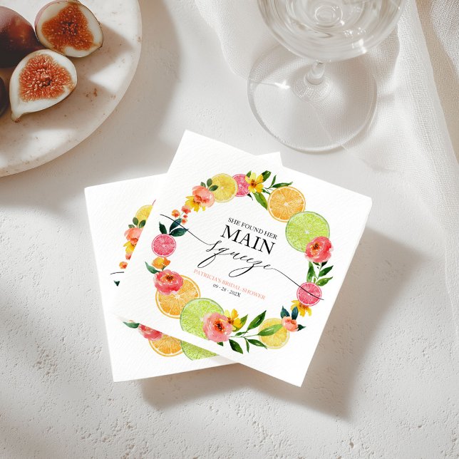 Main Squeeze Citrus Floral Bridal Shower  Napkins (Creator Uploaded)