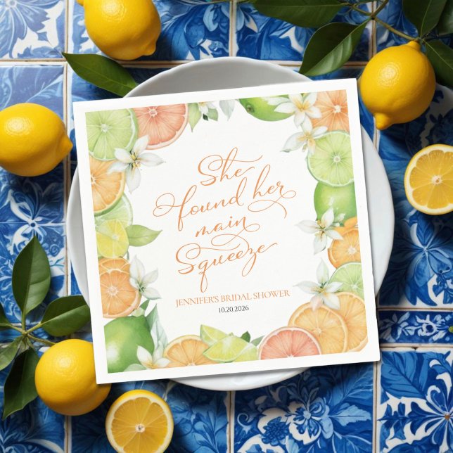 Main Squeeze | Citrus Floral Bridal Shower Napkins (Creator Uploaded)