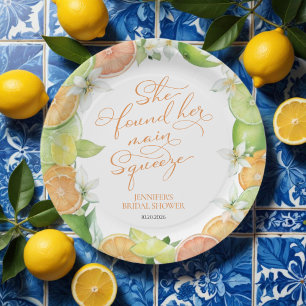 Main Squeeze   Citrus Floral Bridal Shower Paper Plates
