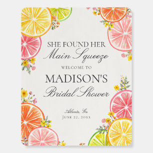 Main Squeeze Citrus Floral Bridal Shower Welcome Foam Board