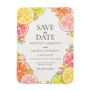 Main Squeeze Citrus Floral Summer Save the Date Magnet