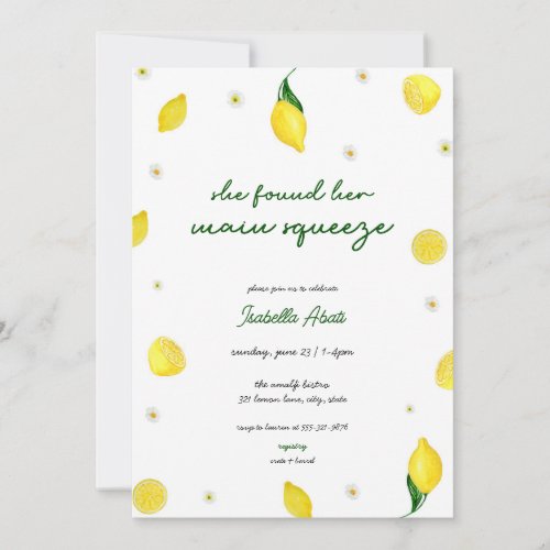 Main Squeeze Citrus Lemon Bridal Shower Invitation
