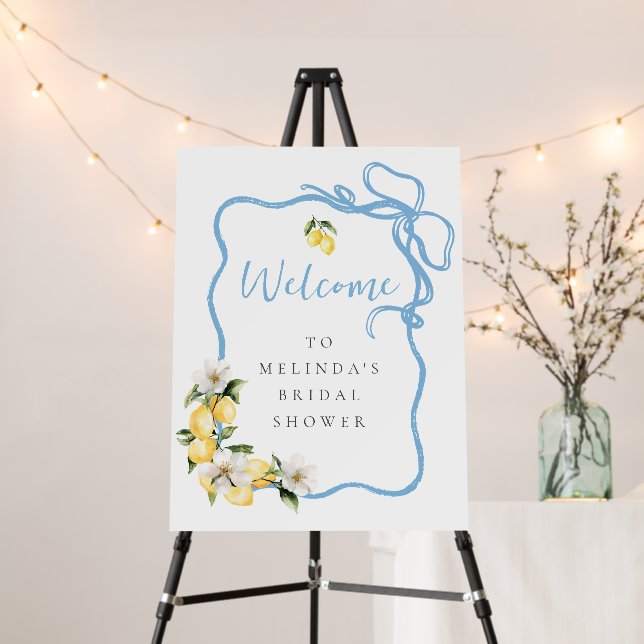 Main Squeeze Citrus Lemon Bridal Shower Welcome Foam Board (In Situ (Stand))