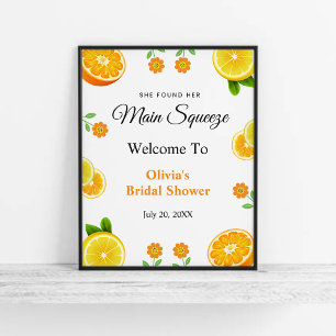 Main Squeeze Citrus Lemon Bridal Shower Welcome Poster