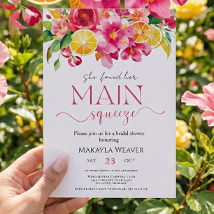 Main Squeeze Citrus Lemon Watercolor Bridal Shower Invitation