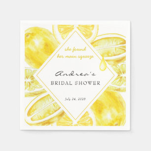 Main Squeeze Citrus Lemon Yellow Bridal Shower Napkins