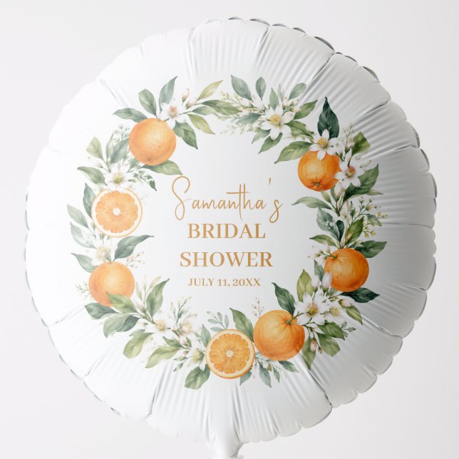 Main Squeeze Citrus Orange Bridal Shower Balloon (Front)