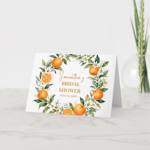 Main Squeeze Citrus Orange Bridal Shower Letterpress Thank You Card