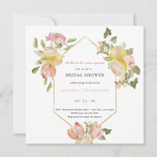 Main Squeeze Citrus Pink Floral Bridal Shower Invitation