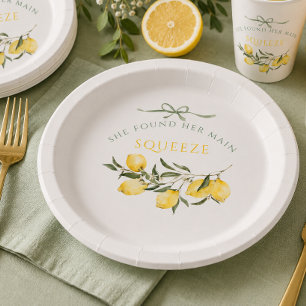 Main Squeeze Citrus Sage Green Bridal Shower Paper Plates