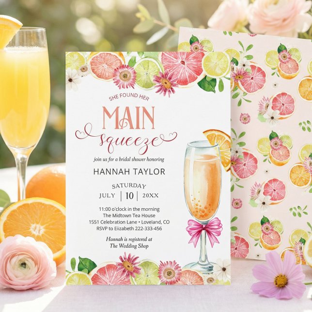 Main Squeeze Citrus Summer Bridal Shower Invitation (Creator Uploaded)