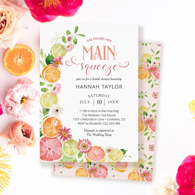 Main Squeeze Citrus Summer Bridal Shower Invitation (Creator Uploaded)