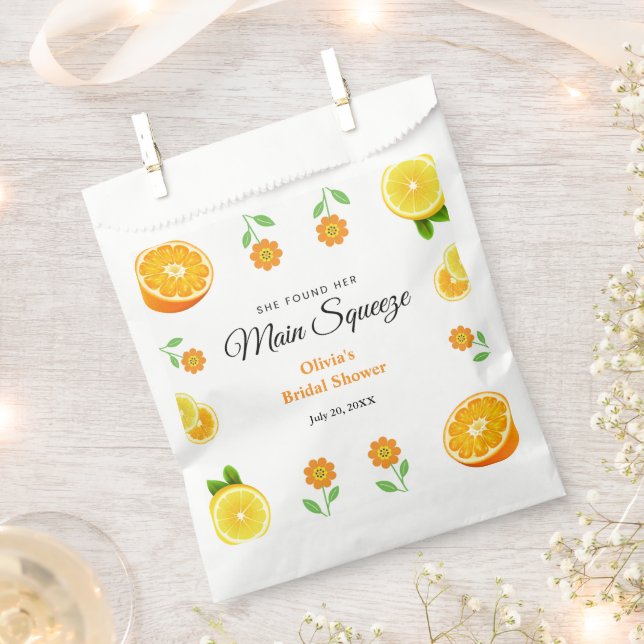Main Squeeze Citrus Summer Lemon Bridal Shower  Favor Bag (Clipped)