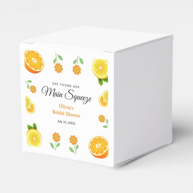 Main Squeeze Citrus Summer Lemon Bridal Shower  Favor Boxes (Front Side)