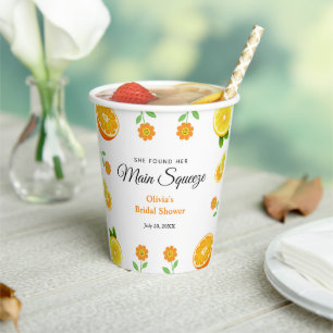 Main Squeeze Citrus Summer Lemon Bridal Shower Paper Cups