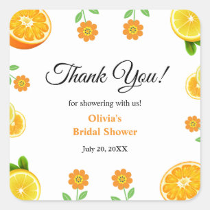 Main Squeeze Citrus Summer Lemon Bridal Shower Square Sticker