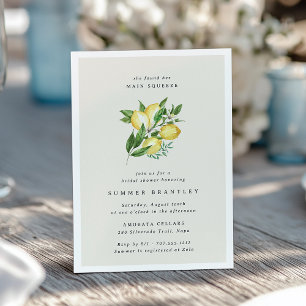Main Squeeze Elegant Botanical Lemon Bridal Shower Invitation