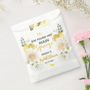 Main Squeeze Elegant Lemon Floral Bridal Shower Favor Bag