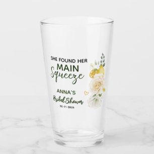 Main Squeeze Elegant Lemon Floral Bridal Shower Glass