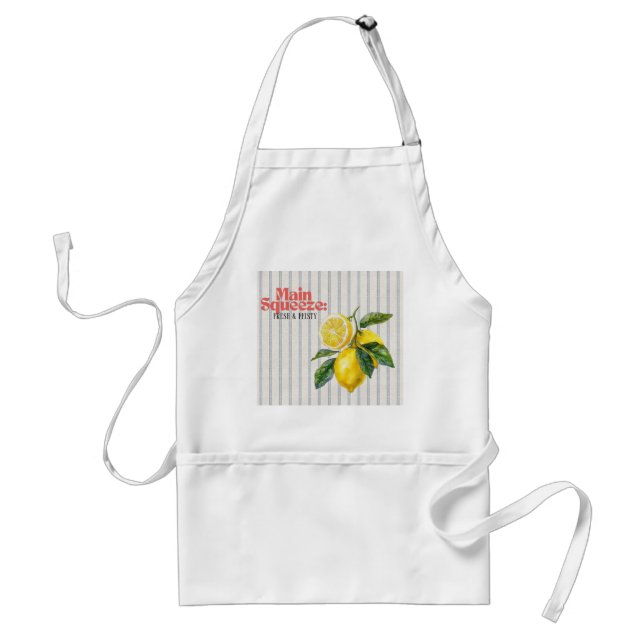Main Squeeze Fresh & Feisty Lemon Kitchen Decor Adult Apron (Front)