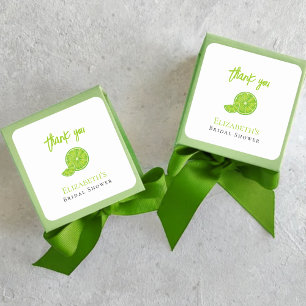 Main Squeeze Green Lime Bridal Shower Favor Thanks Square Sticker