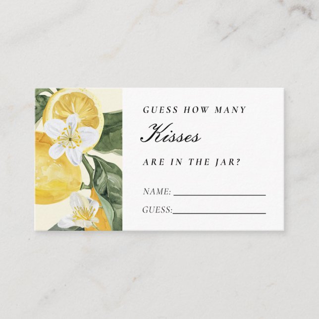 Main Squeeze How Many Kisses Bridal Shower Enclosure Card (Front)